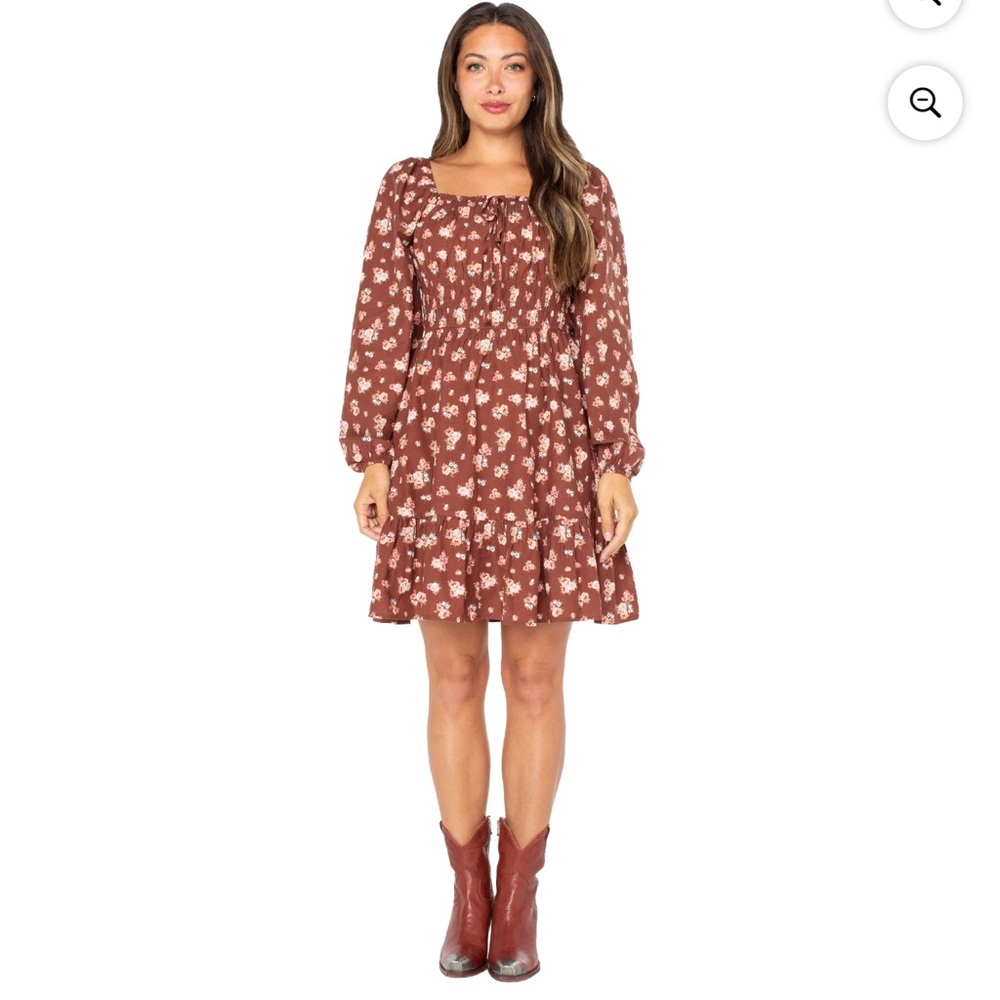Celebrity Pink Floral Long Sleeve Dress - Brown